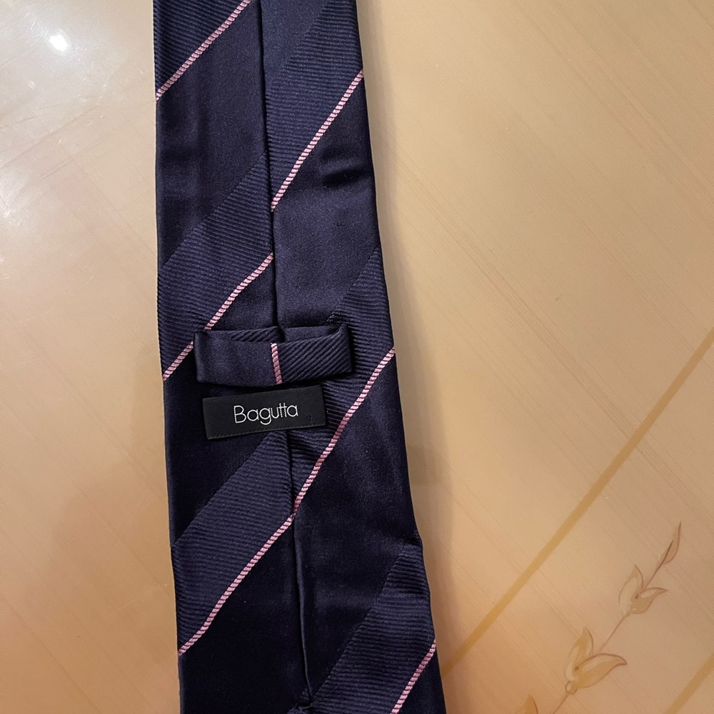Bagutta Navy and Pink Striped Tie